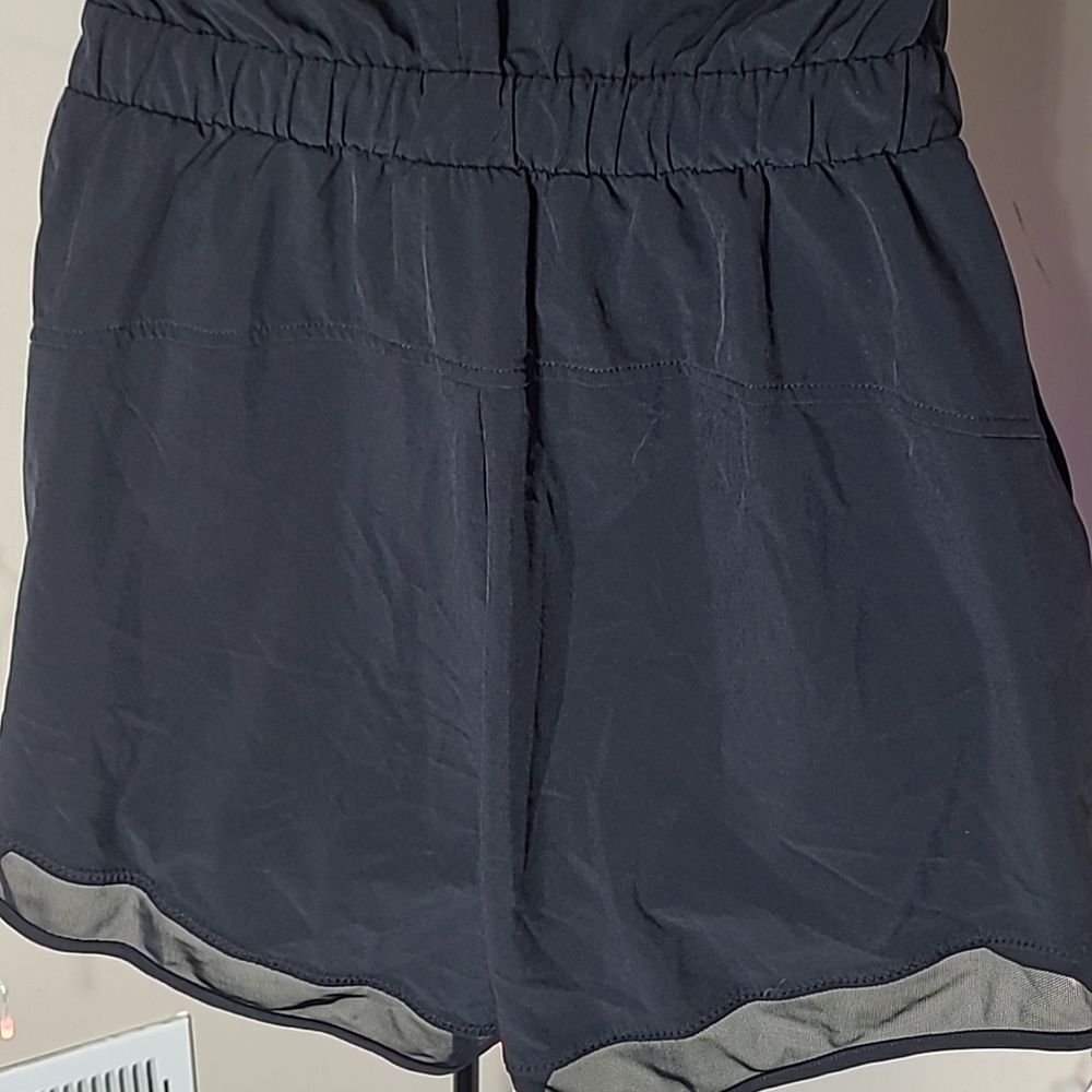 Active Romper slider Open Back Zella W/XS Black Sleeveless Mesh Trim Pockets NWT - Picture 5 of 9